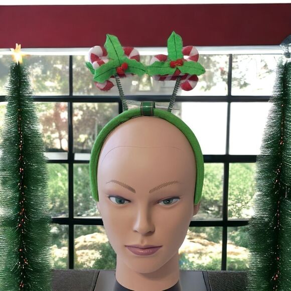 Christmas Bopper Headband Candycane Holly Berry Christmas House Felt Jiggly - Picture 15 of 16
